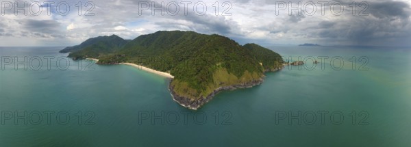 Aerial panorama view on tropical Ko Lanta island in the Andaman Sea, Thailand, Asia