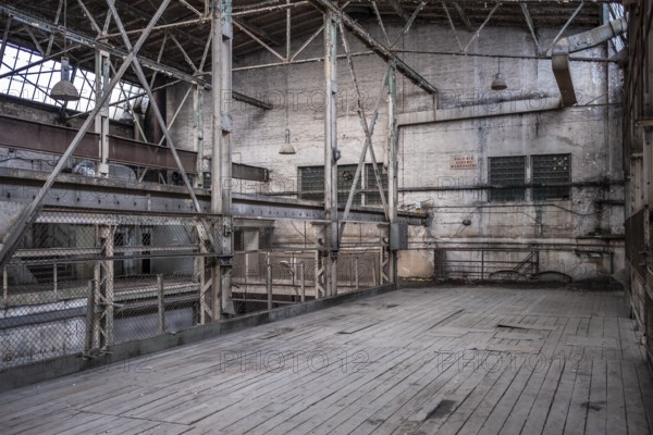 Abandoned halls on the old shipyard site in Gdansk