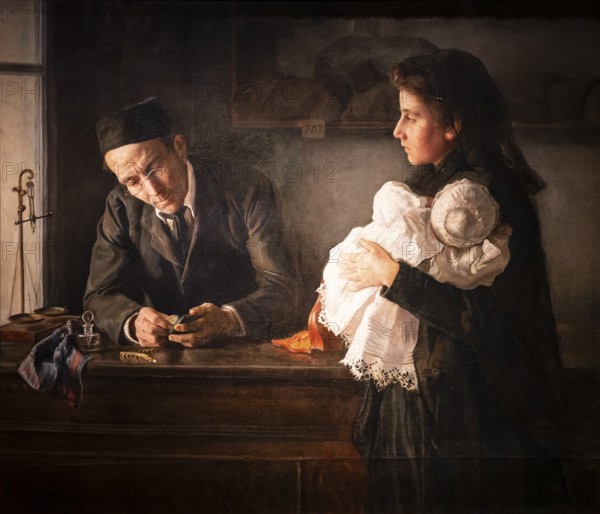 Maria Luisa Puiggener, Pawnshop Scene/The Last Valuable, 1900, oil on canvas, Cajasol Foundation