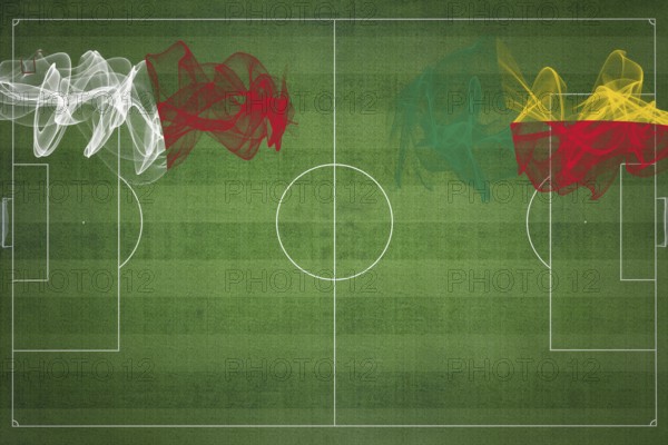 Malta vs Benin Soccer Match, national colors, national flags, soccer field, football game, Competition concept, Copy space