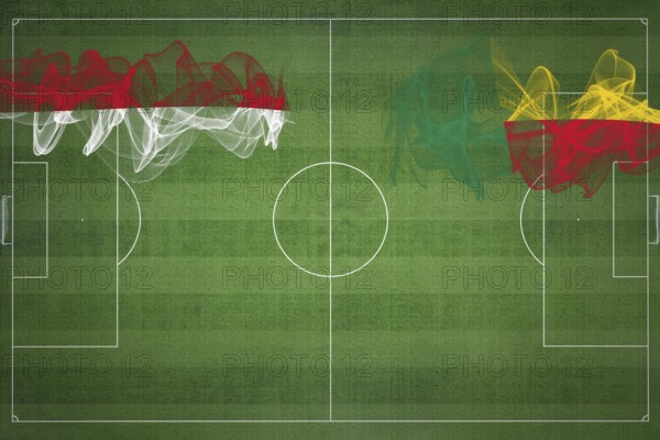 Monaco vs Benin Soccer Match, national colors, national flags, soccer field, football game, Competition concept, Copy space