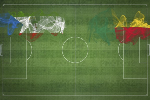 Equatorial Guinea vs Benin Soccer Match, national colors, national flags, soccer field, football game, Competition concept, Copy space