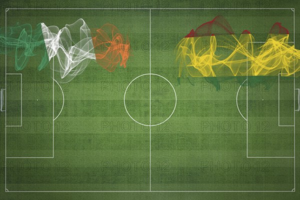 Ireland vs Bolivia Soccer Match, national colors, national flags, soccer field, football game, Competition concept, Copy space