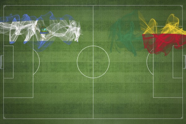 Nicaragua vs Benin Soccer Match, national colors, national flags, soccer field, football game, Competition concept, Copy space
