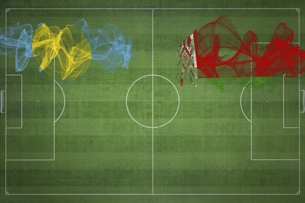 Palau vs Belarus Soccer Match, national colors, national flags, soccer field, football game, Competition concept, Copy space