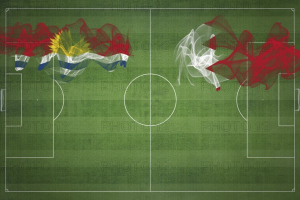 Kiribati vs Bahrain Soccer Match, national colors, national flags, soccer field, football game, Competition concept, Copy space