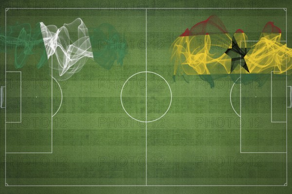 Nigeria vs Ghana Soccer Match, national colors, national flags, soccer field, football game, Competition concept, Copy space