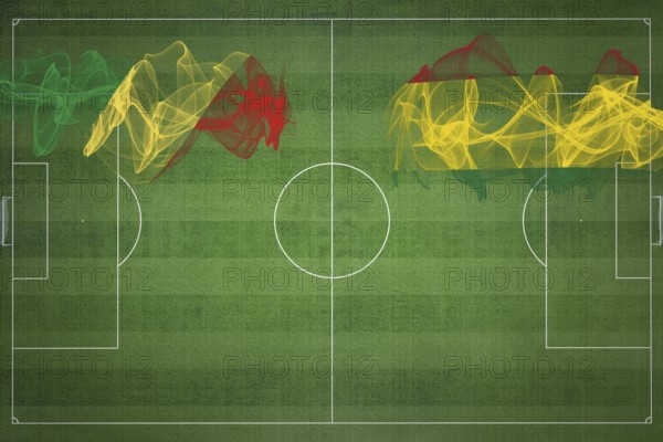 Republic of the Congo vs Bolivia Soccer Match, national colors, national flags, soccer field, football game, Competition concept, Copy space