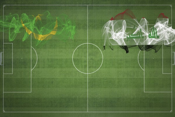 Mauritania vs Iraq Soccer Match, national colors, national flags, soccer field, football game, Competition concept, Copy space