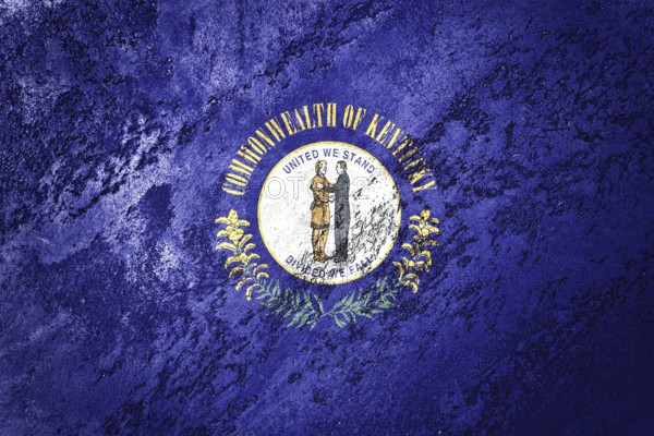 Grunge Kentucky state flag. Kentucky flag background grunge texture