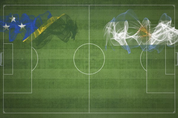 Solomon Islands vs Argentina Soccer Match, national colors, national flags, soccer field, football game, Competition concept, Copy space
