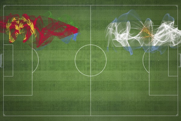 Eritrea vs Argentina Soccer Match, national colors, national flags, soccer field, football game, Competition concept, Copy space