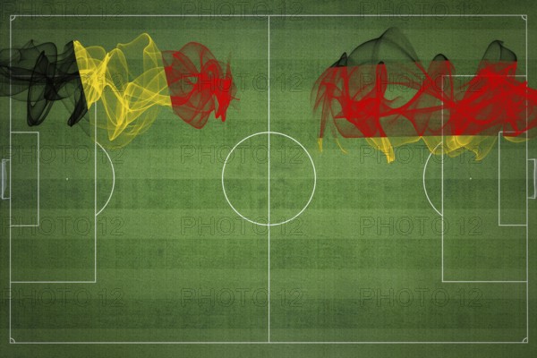 Belgium vs Germany Soccer Match, national colors, national flags, soccer field, football game, Competition concept, Copy space