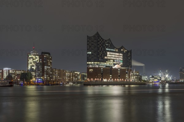 Hamburg harbour city in the evening light