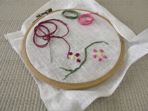 Embroidery with flower tendril