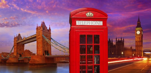 London photomount with telephone box and Tower Bridge