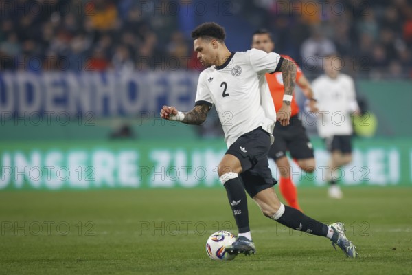 Football, U21, Friendly match, 2024/2025, Germany U21 vs. Spain U21, 25.03.2025, Merck-Stadion am Böllenfalltor, Darmstadt, Germany, Pharrel Nnamdi COLLINS (Germany U21, 02) on the ball, Europe