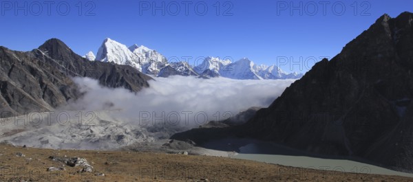 Thonak Tsho, Ngozumba Glacier and high mountains in the Himalayas