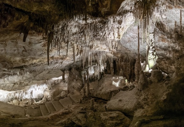 Porto Cristo, Spain, 23 January, 2024: view of the rock formations inside the Cuevas del Drach in eastern Majorca, Europe
