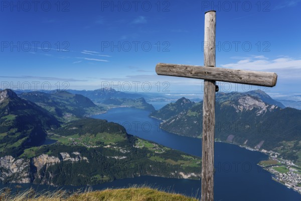 Panoramic view from Fronalpstock on Lake Lucerne in Switzerland