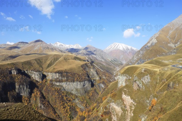 Mount Kazbek in the Greater Caucasus, Georgia, Asia