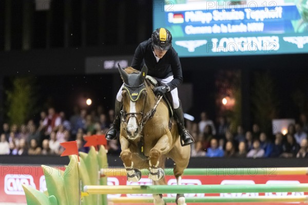 Philipp Schulze Topphoff of Germany competes in the equestrian Audi Grand Prix at Jumping International Bordeaux, in Bordeaux, France, Europe