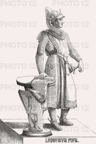 Louis the Pious, Louis le Pieux, 778-840, also called the Fair, and the Debonaire, son of Charlemagne and Hildegard, King of the Franks, Ludwig I., Ludwig der Fromme