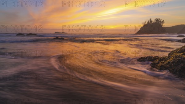 Sunset at a Rocky Beach, Northern California, USA, North America