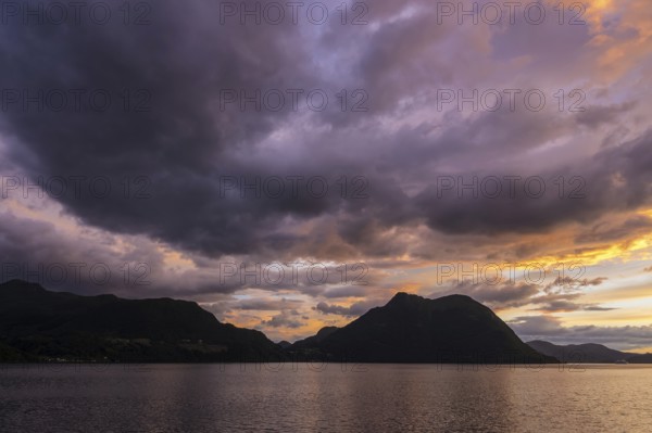 View of the Storfjord in Norway in the evening