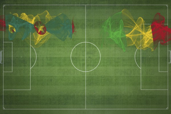 Grenada vs Mali Soccer Match, national colors, national flags, soccer field, football game, Competition concept, Copy space