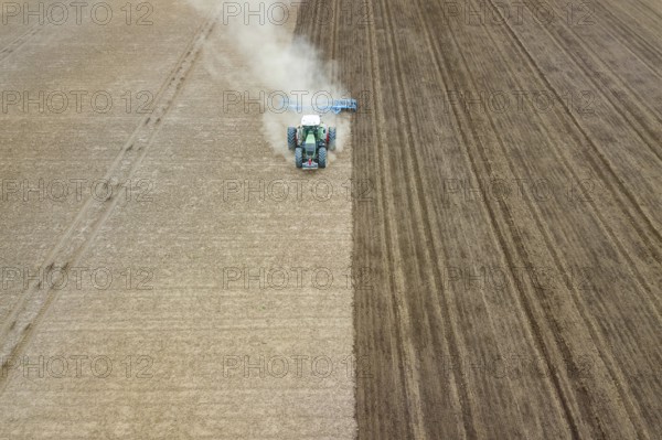Field cultivation, preparation to plant, aerial view