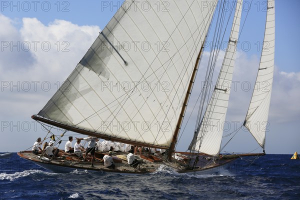 Race Regatta of the last four surviving historic sailing yachts of the 15 metre class during the Monaco Classic Week 2017, Race of the Classic Sailing Yachts, the last four surviving boats of the 15 metre Class 15s during the Monaco Classic Week 2017, La Belle Classe, organised by the Yacht Club Monaco YCM, hier / here: Sailing Yacht / Sailing Yacht The Lady Anne D10