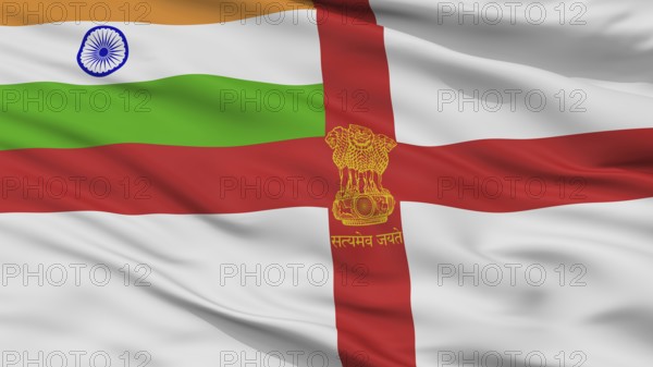Naval Ensign Of India Flag, Closeup View