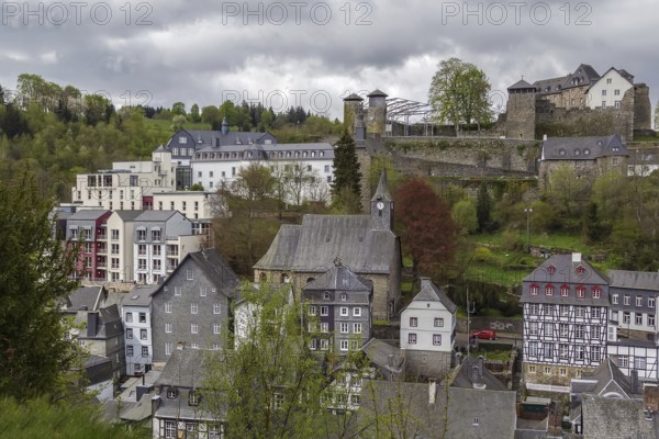 View of Monschau city from the hill top, Germany, Europe