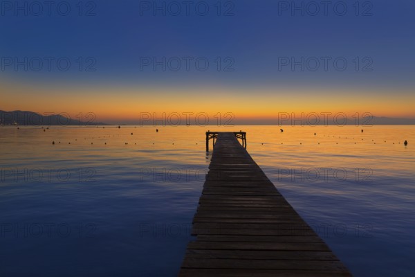 Majorca Muro beach sunrise in Alcudia Bay Mallorca at Balearic Islands of Spain