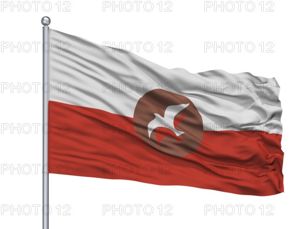 Osho Isolated Flag On Flagpole With White Background