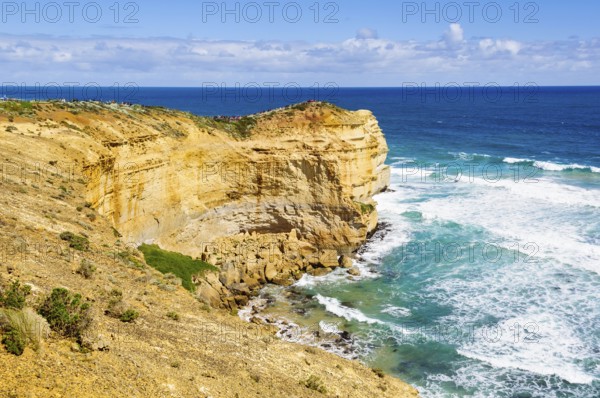 Tourists admire the iconic Twelve Apostles from the Castle Rock lookout, Port Campbell, Victoria, Australia, Oceania