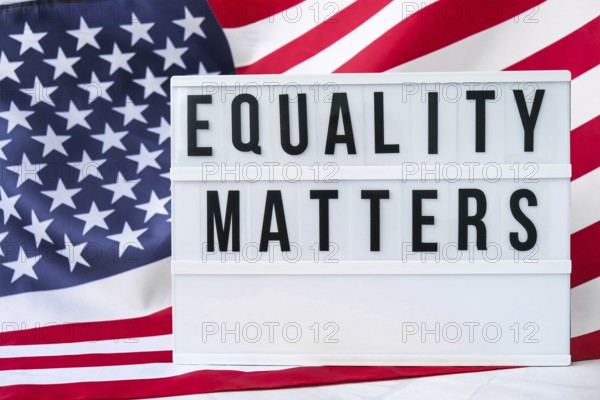 American flag. Lightbox with text EQUALITY MATTERS Flag of the united states of America. July 4th Independence Day. USA patriotism national holiday. Usa proud. Freedom concept