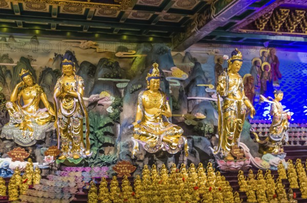 Statues in buddhist Temple 33 statues of guanyin in the Sanya Nanshan Cultural Center, Hainan, China, Asia