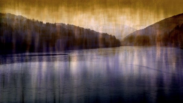 Fantasy landscape, Oestertalsperre Reservoir, Plettenberg, North Rhine-Westphalia, Germany, Europe, digitally edited, Europe