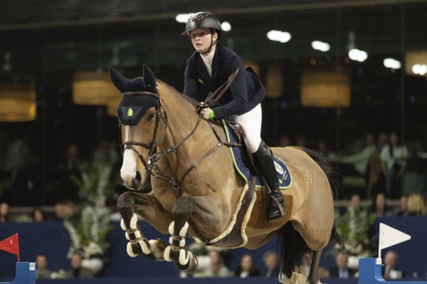 Sanne Thijssen of Netherlands competes in 1.60m FEI Jumping World Cup at Jumping Amsterdam in Amsterdam, The Netherlands, Europe