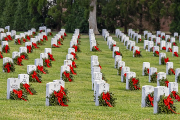 Atop a hill, a veterans cemetery with white headstones and the American flag evokes deep honour, sacrifice, and enduring national pride, Salisbury, United States of America