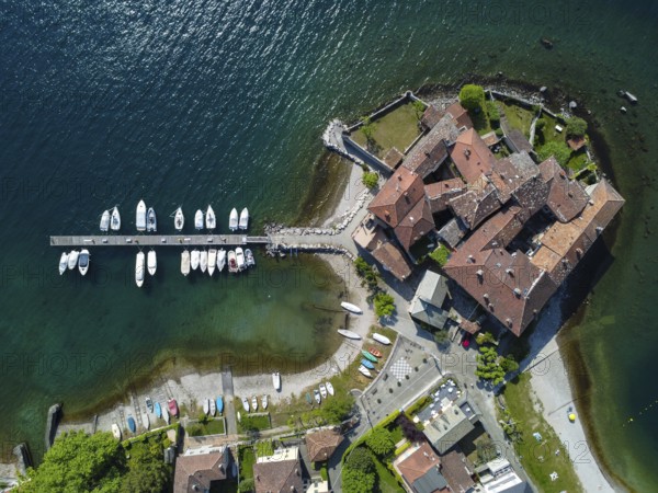 Aerial view of Lierna, a village on Lake Como