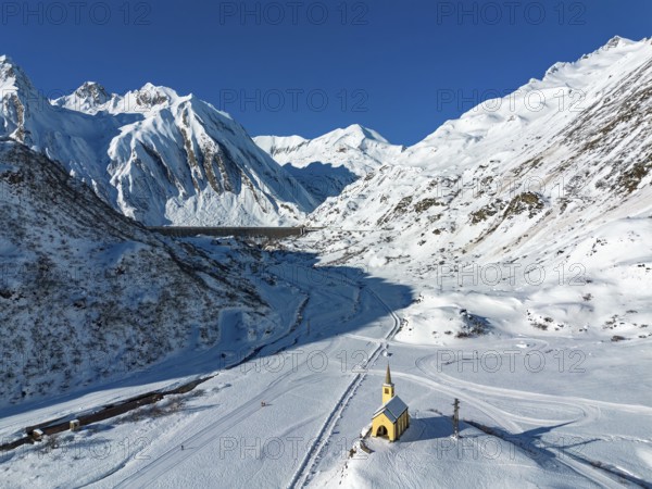 Winter landscape of Riale plain in Formazza Valley