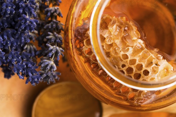 Lavender honey with bee pollen and honey comb