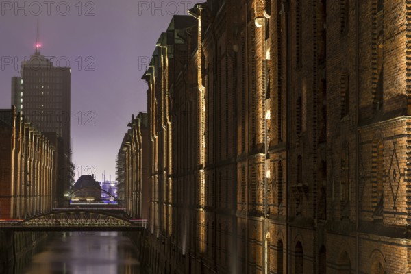 Hamburg warehouse district in the evening light