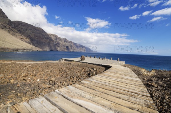 Wooden path walkway in Teno coast, Tenerife, Canary island, Spain, Europe