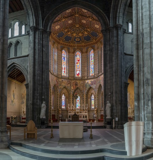 Kilkenny, Ireland, 17 August, 2022: view of the central nave and altar of the St. Mary's Cathedral in Kilkenny, Europe