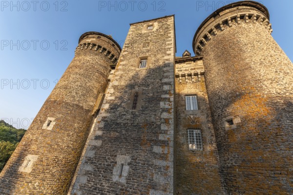 Bousquet castle from the 14th century, classified as a historical monument. Montpeyroux, Aveyron, France, Europe