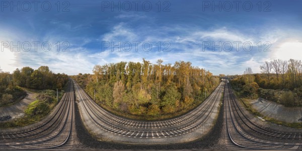 Open landscape of railway interaction on the background of the cloud sky. Hanover, Germany, Europe